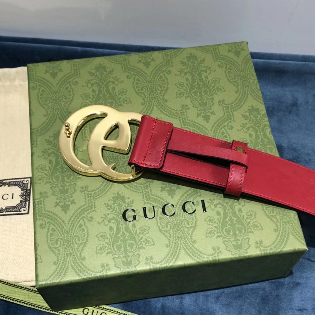 Gucci Red Belt With Double G Buckle - DesignerGu