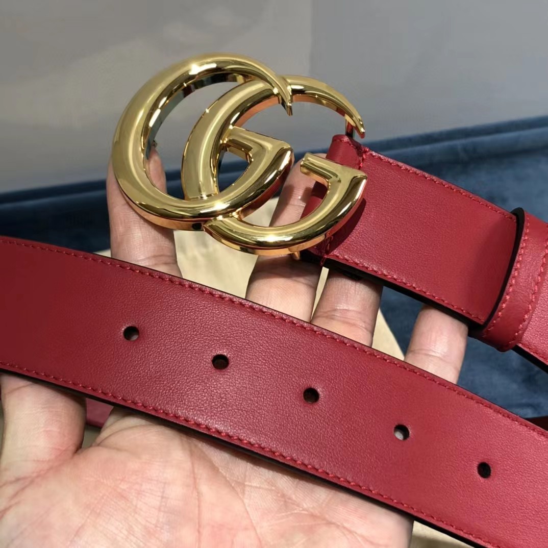 Gucci Red Belt With Double G Buckle - DesignerGu