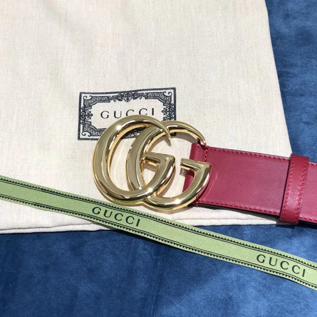 Gucci Red Belt With Double G Buckle - DesignerGu