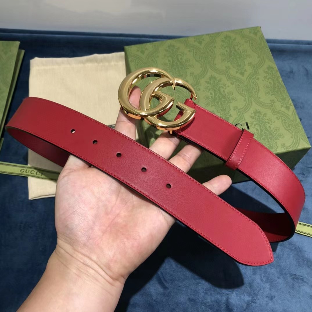 Gucci Red Belt With Double G Buckle - DesignerGu