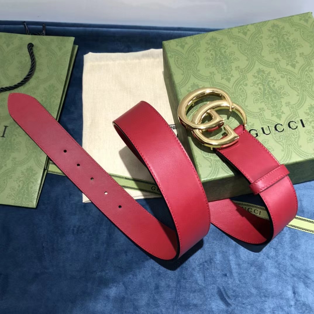 Gucci Red Belt With Double G Buckle - DesignerGu