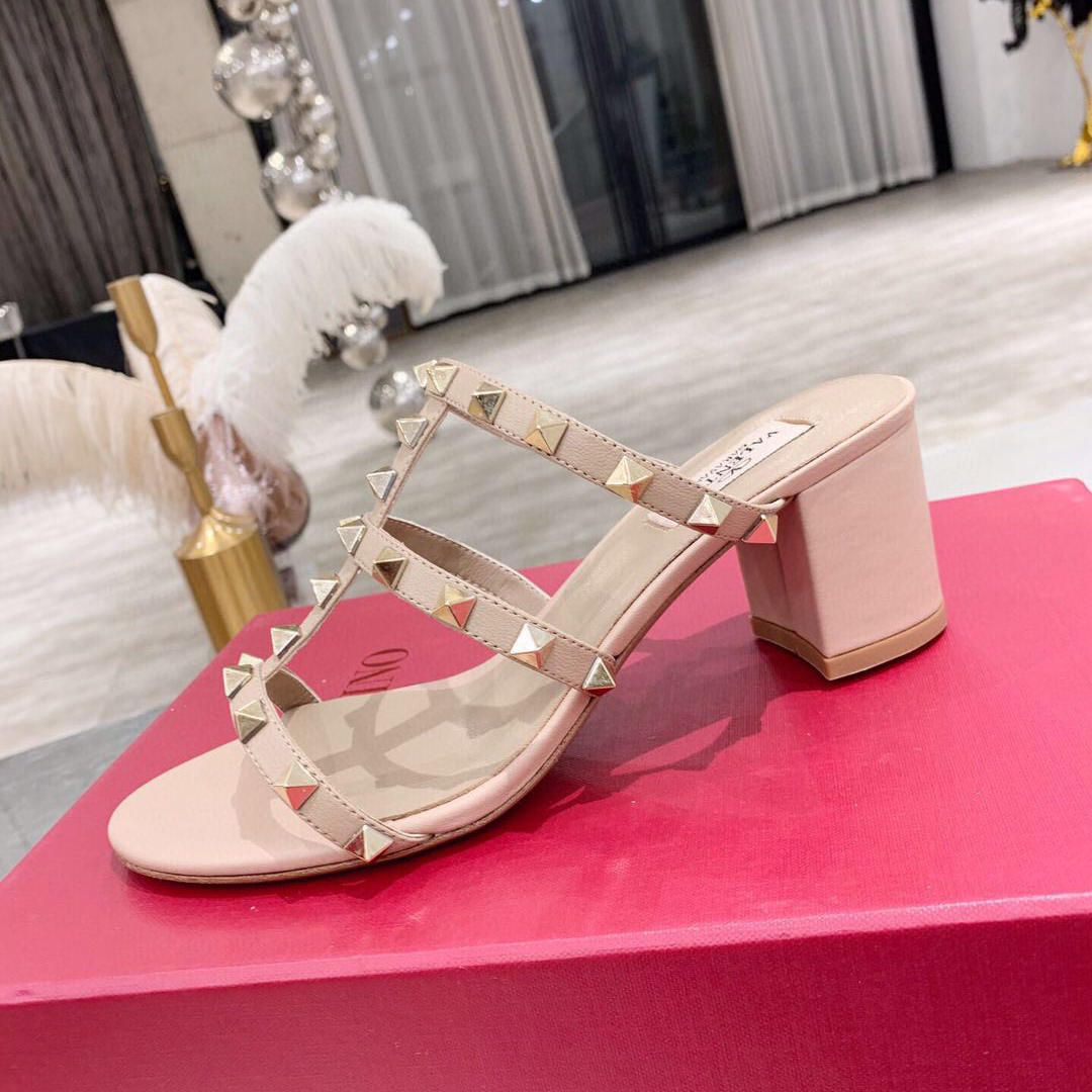 Saint Laurent Rockstud Caged 60mm Slide Sandals - DesignerGu