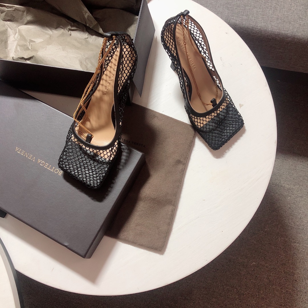 Bottega Veneta leather-trimmed mesh Heels - DesignerGu