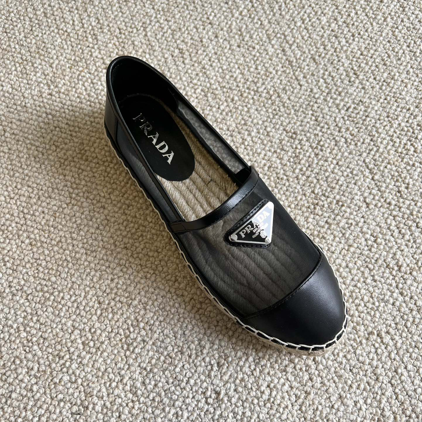 Prada  Logo  Woman Black Loafers - DesignerGu