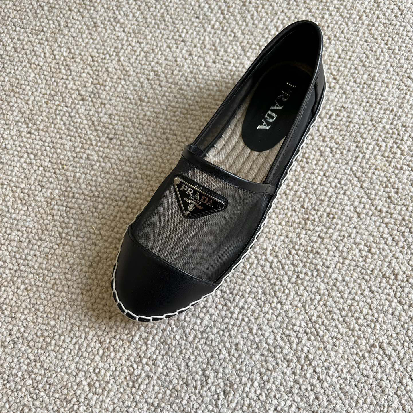 Prada  Logo  Woman Black Loafers - DesignerGu