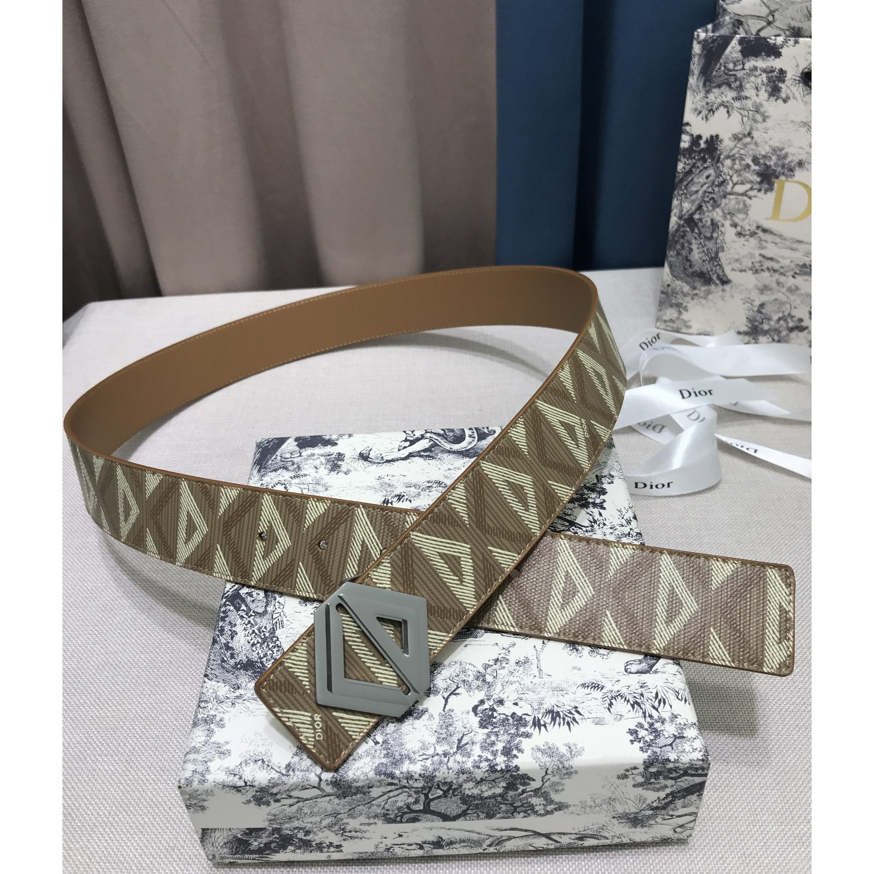 Dior CD Diamond Print  40mm Reversible Belt  - DesignerGu