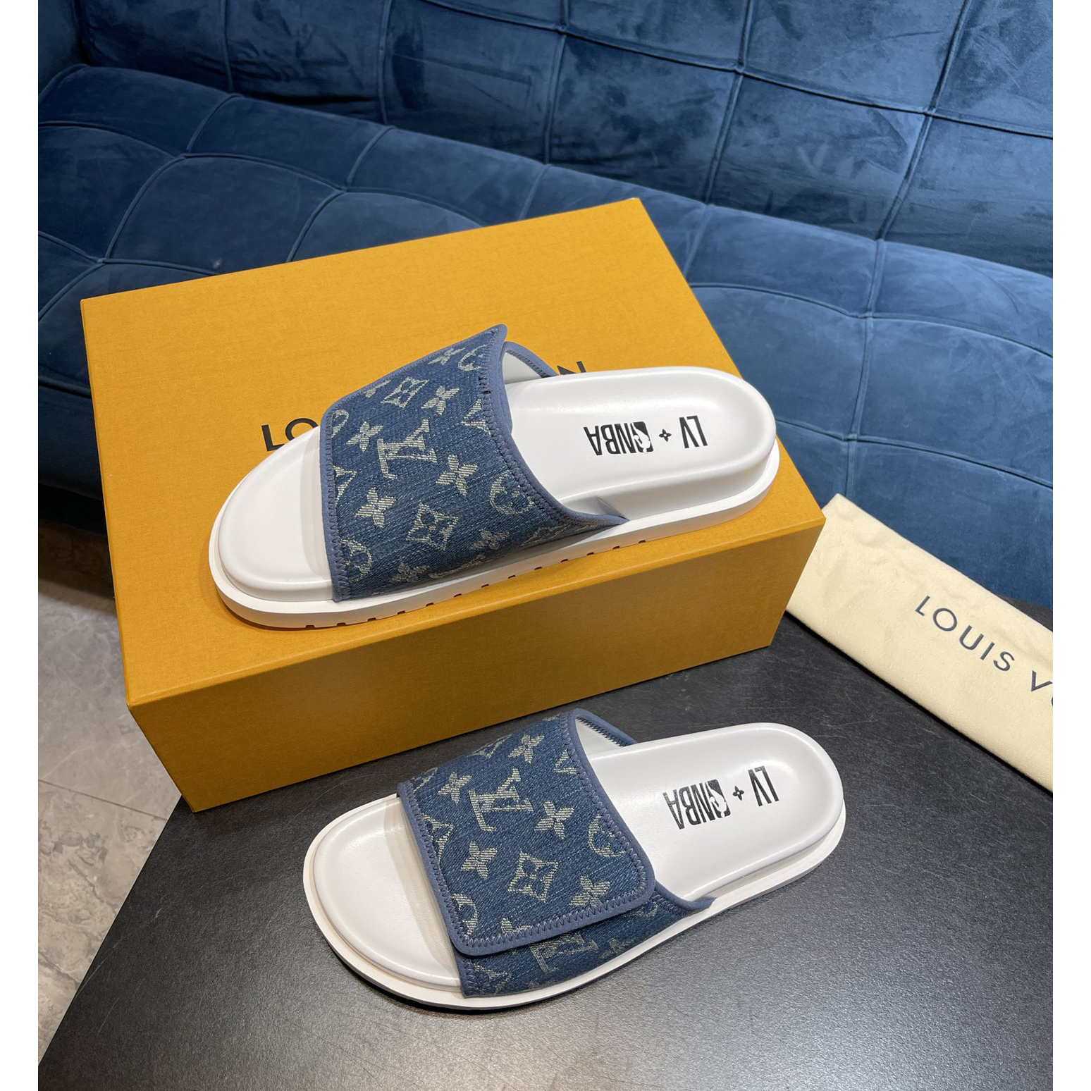 Louis Vuitton x NBA Monogram Slipper - DesignerGu