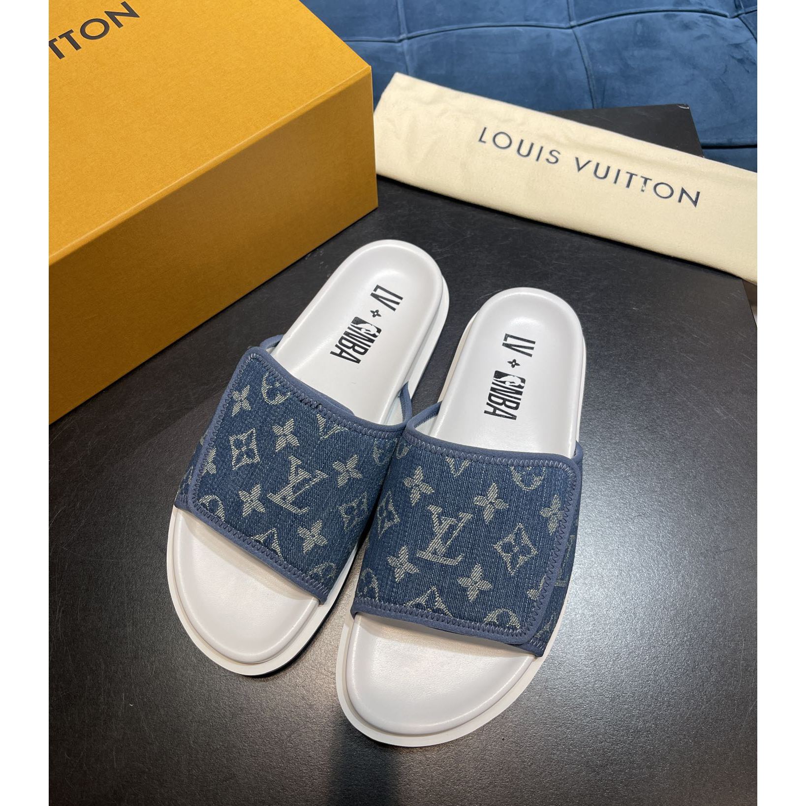 Louis Vuitton x NBA Monogram Slipper - DesignerGu