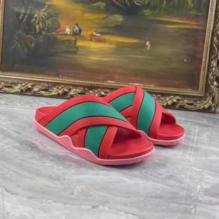 Gucci  Slide Sandals With Web - DesignerGu