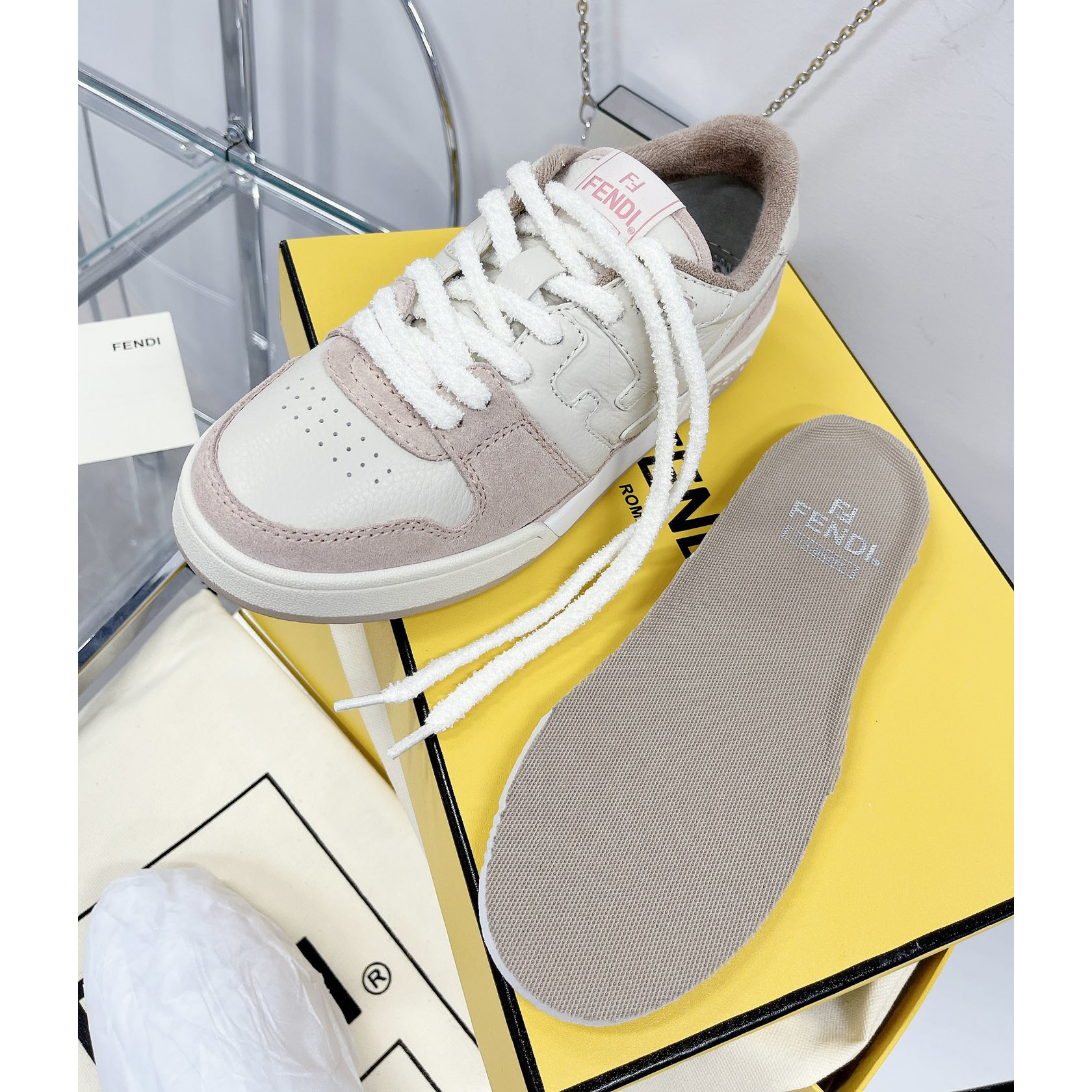 Fendi Match Pink Suede Low Tops Sneaker - DesignerGu