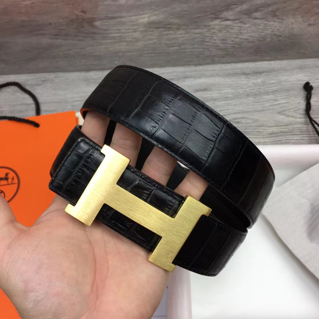 Hermes Black Leather Belt - DesignerGu