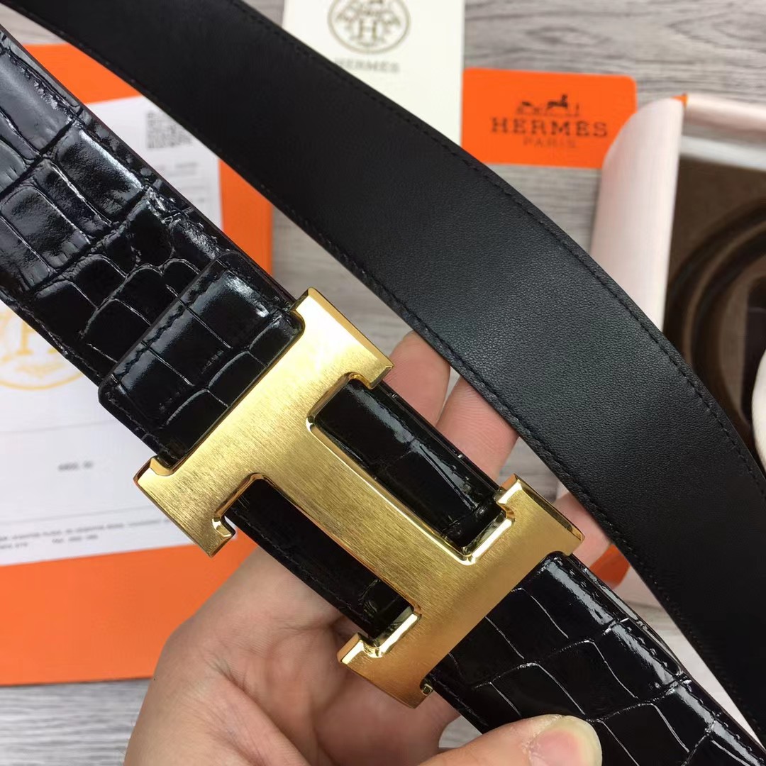 Hermes Black Leather Belt - DesignerGu