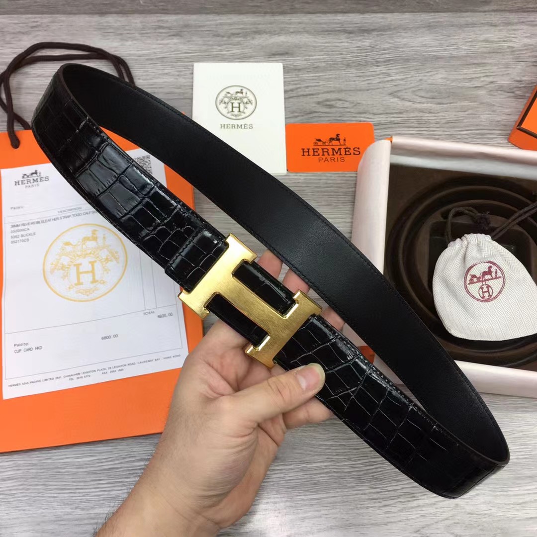 Hermes Black Leather Belt - DesignerGu