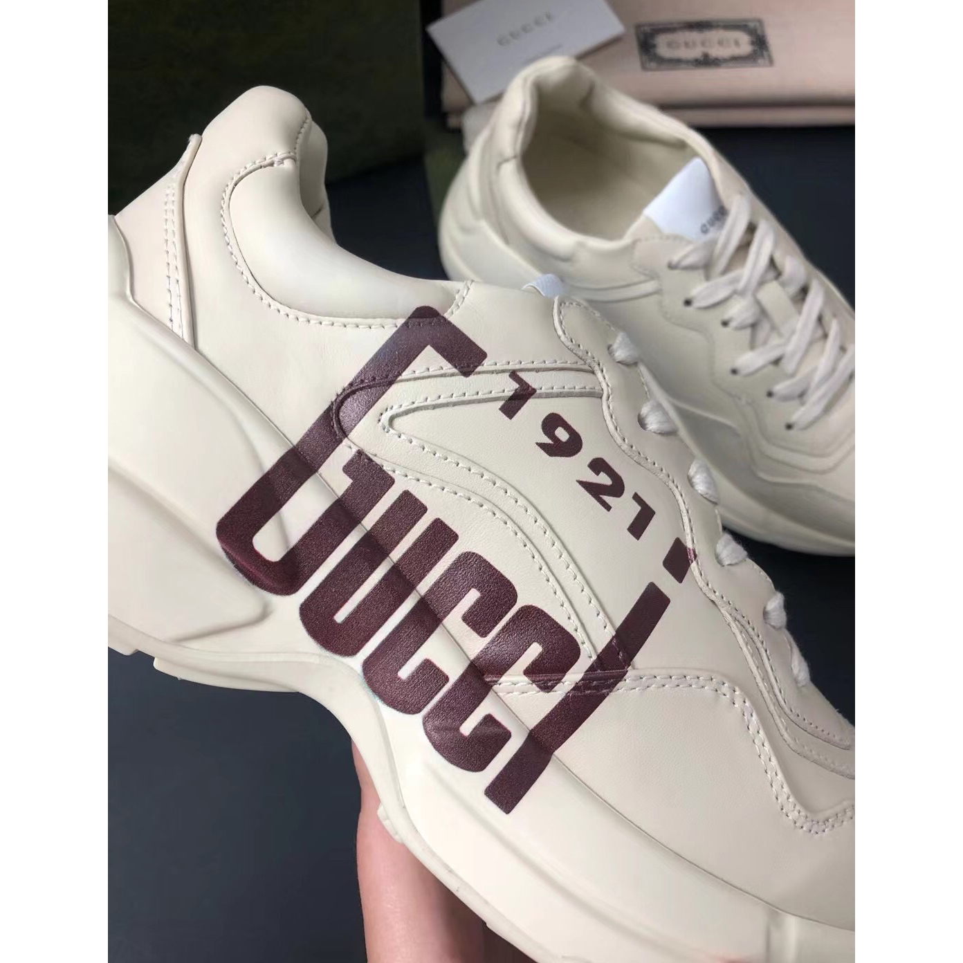 Gucci Men's Rhyton Sneaker In White - DesignerGu