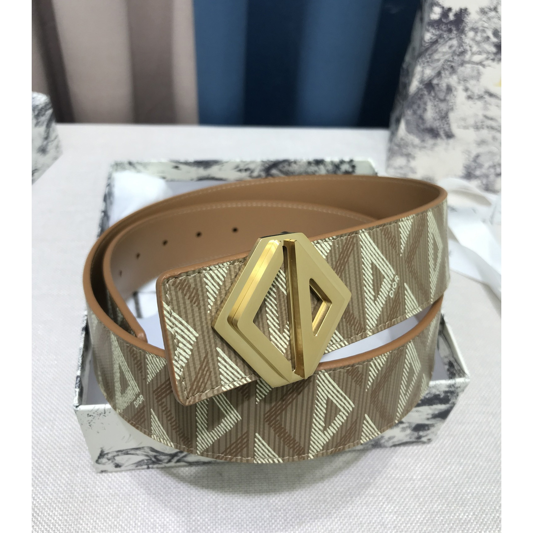 Dior CD Diamond Print  35mm Reversible Belt  - DesignerGu