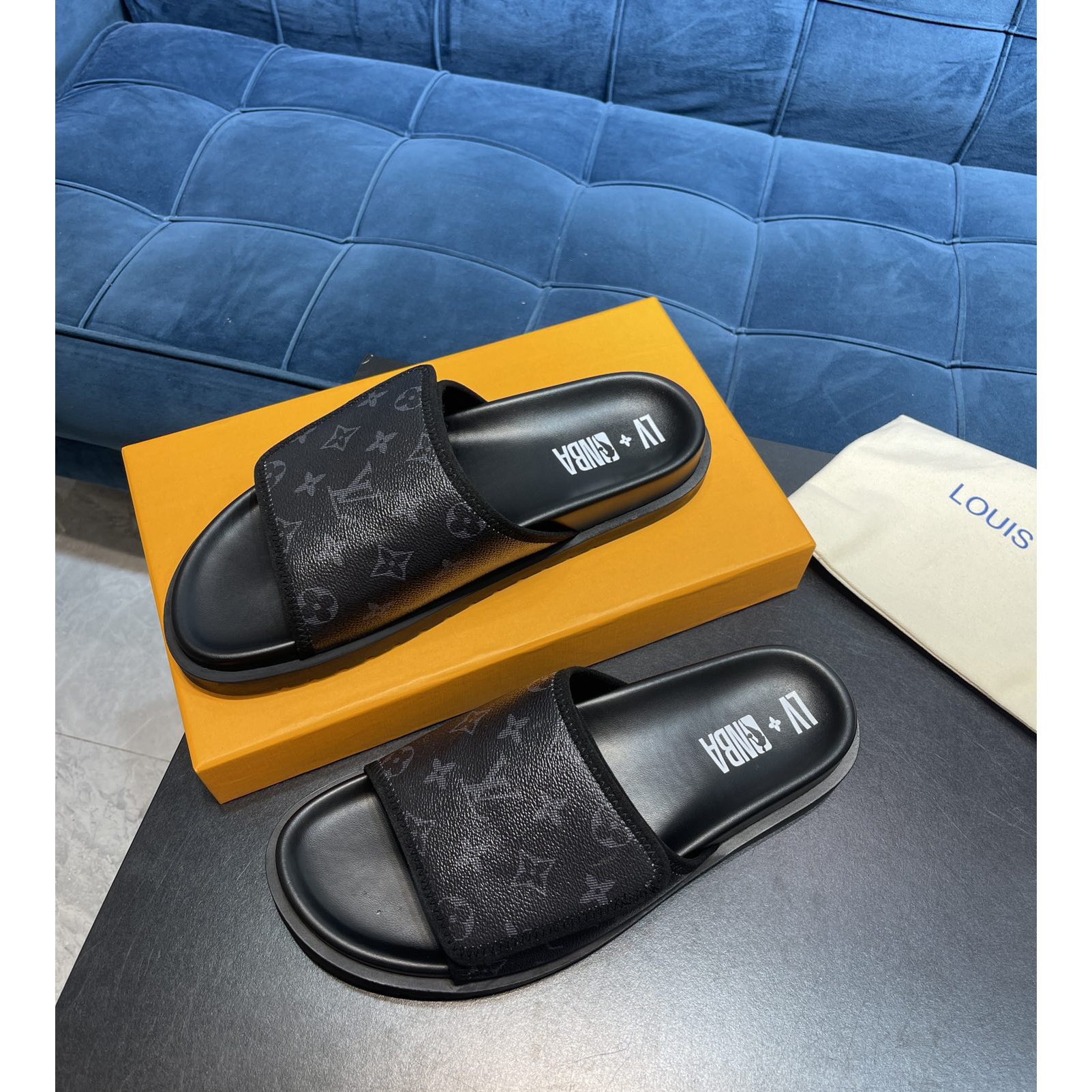 Louis Vuitton x NBA Monogram Slipper - DesignerGu