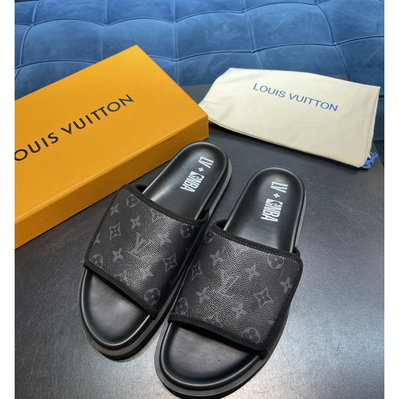 Louis Vuitton x NBA Monogram Slipper - DesignerGu