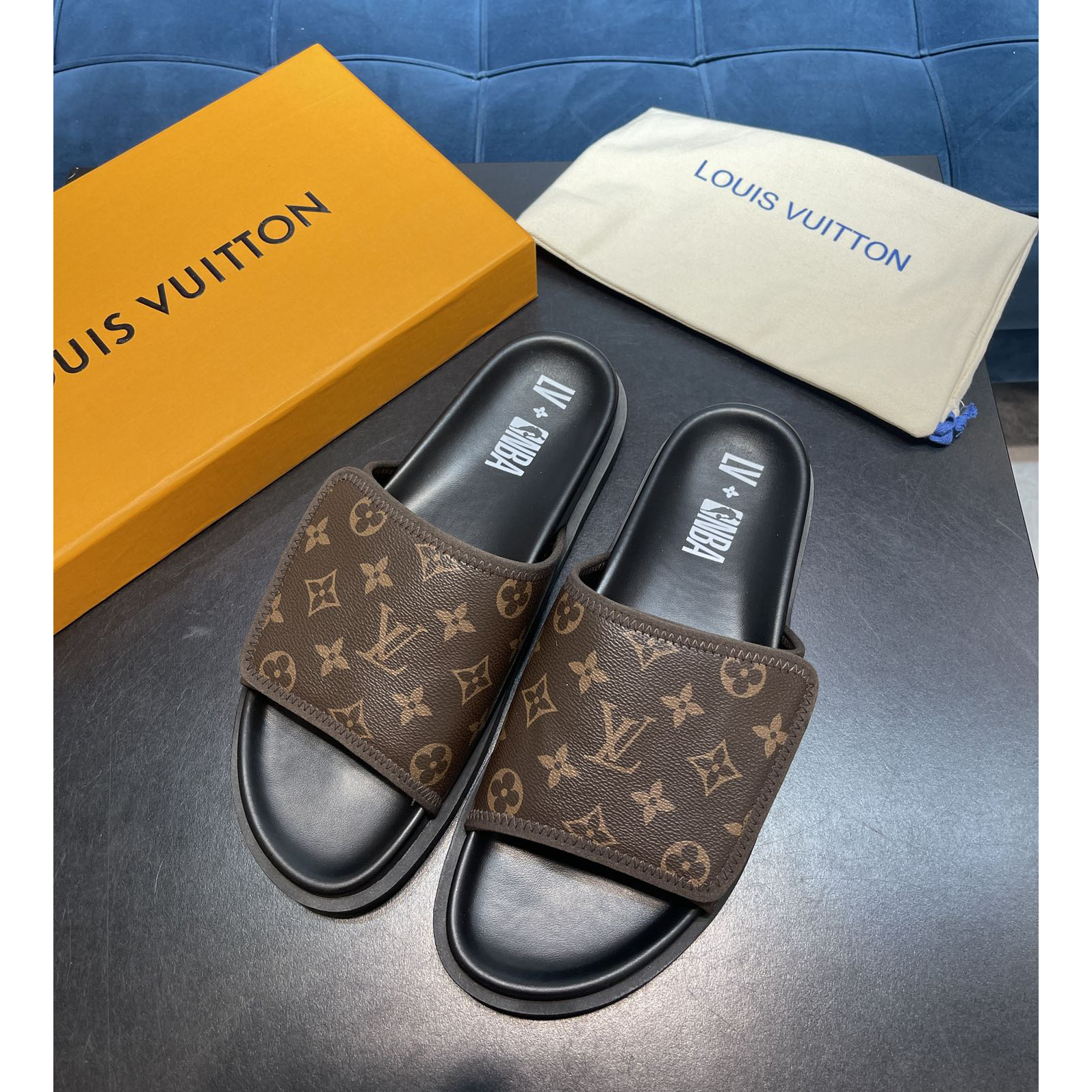 Louis Vuitton x NBA Monogram Slipper - DesignerGu