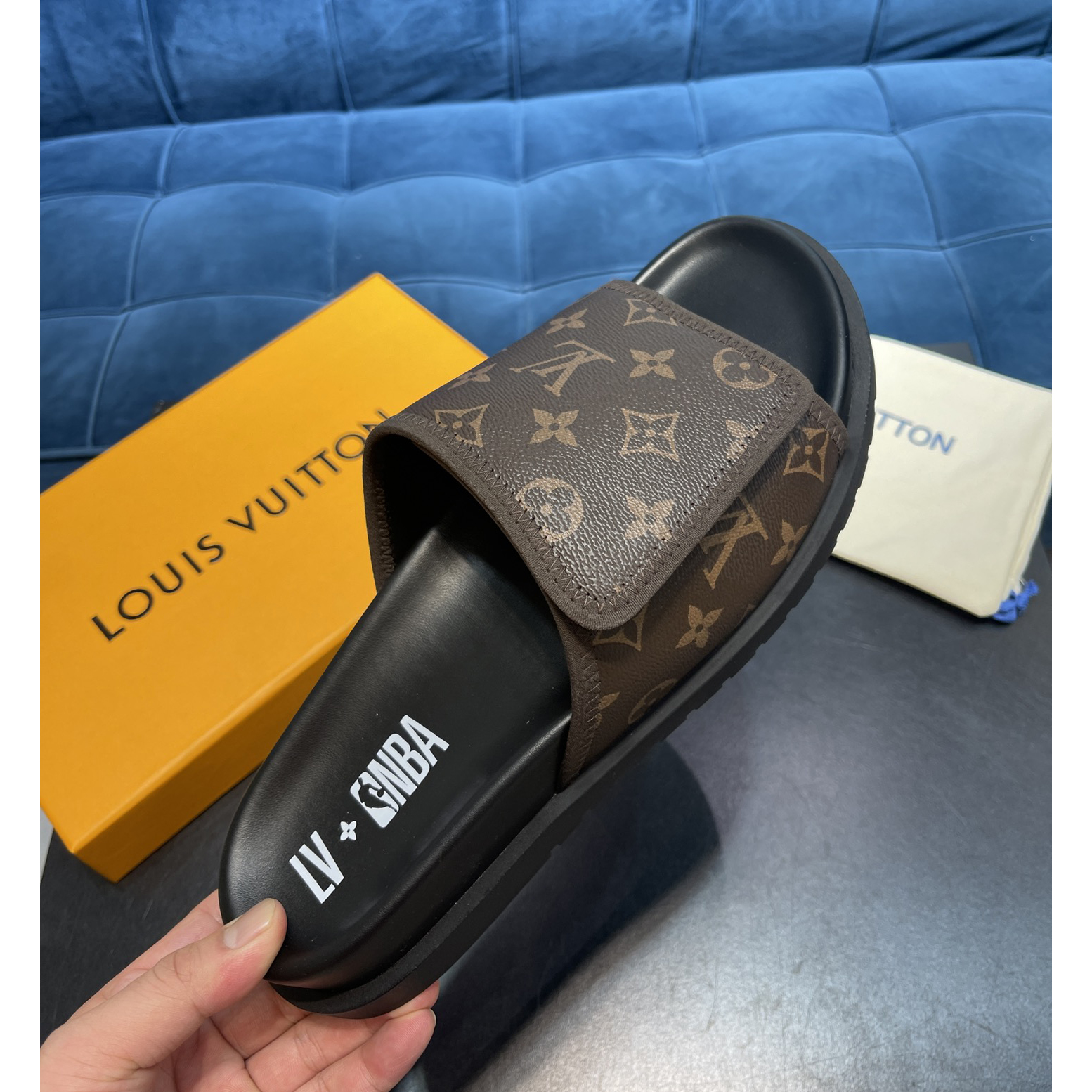 Louis Vuitton x NBA Monogram Slipper - DesignerGu