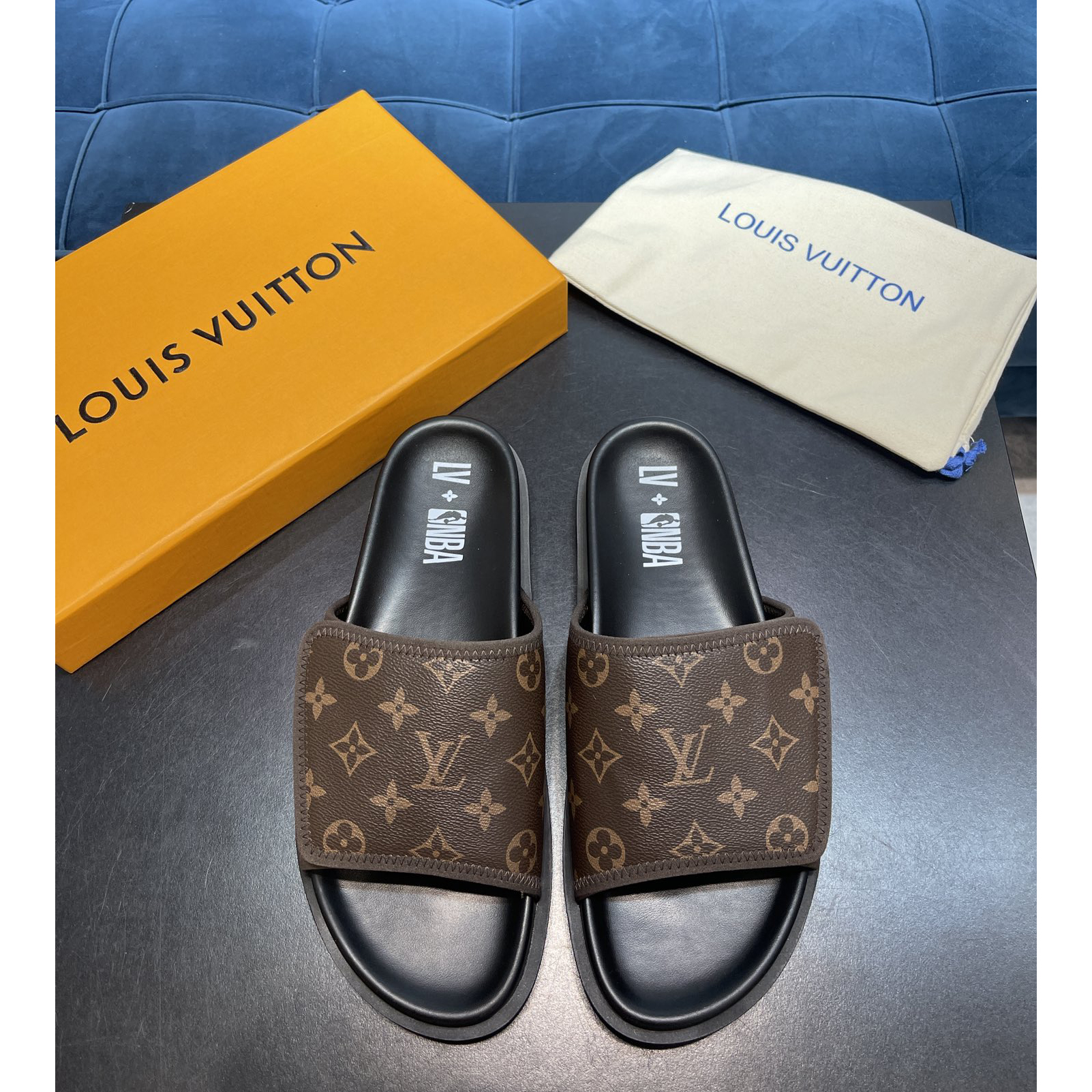 Louis Vuitton x NBA Monogram Slipper - DesignerGu