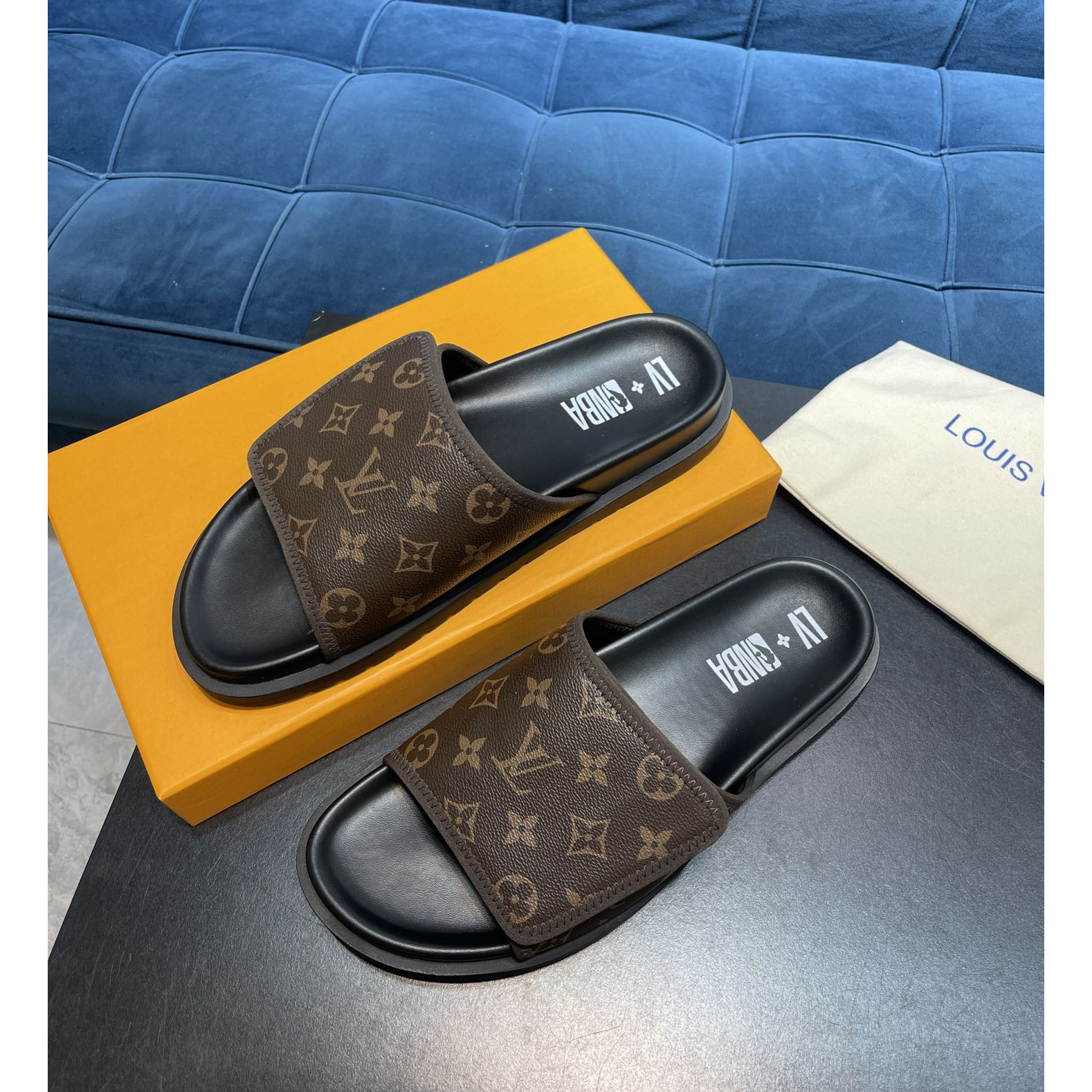 Louis Vuitton x NBA Monogram Slipper - DesignerGu