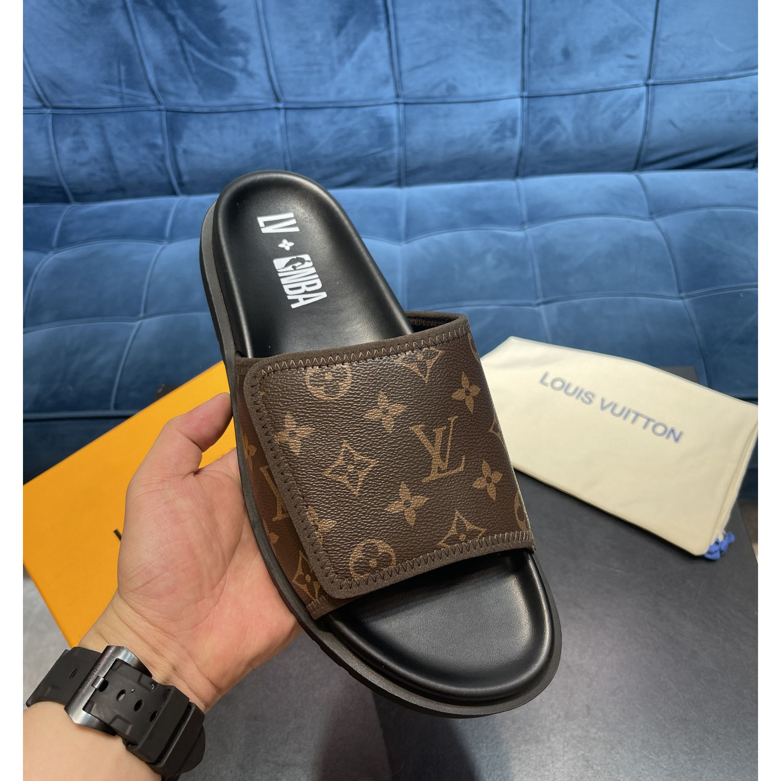 Louis Vuitton x NBA Monogram Slipper - DesignerGu