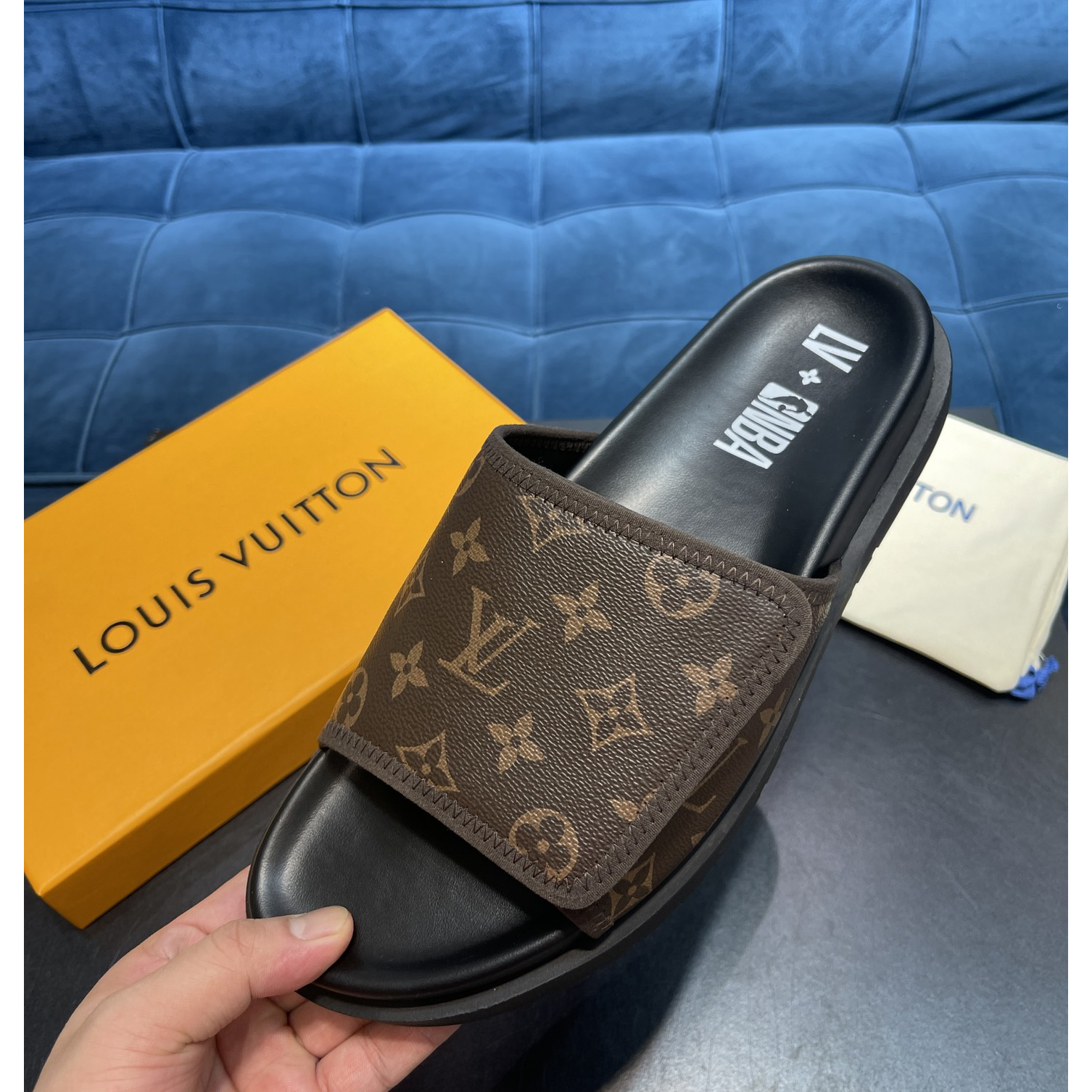 Louis Vuitton x NBA Monogram Slipper - DesignerGu