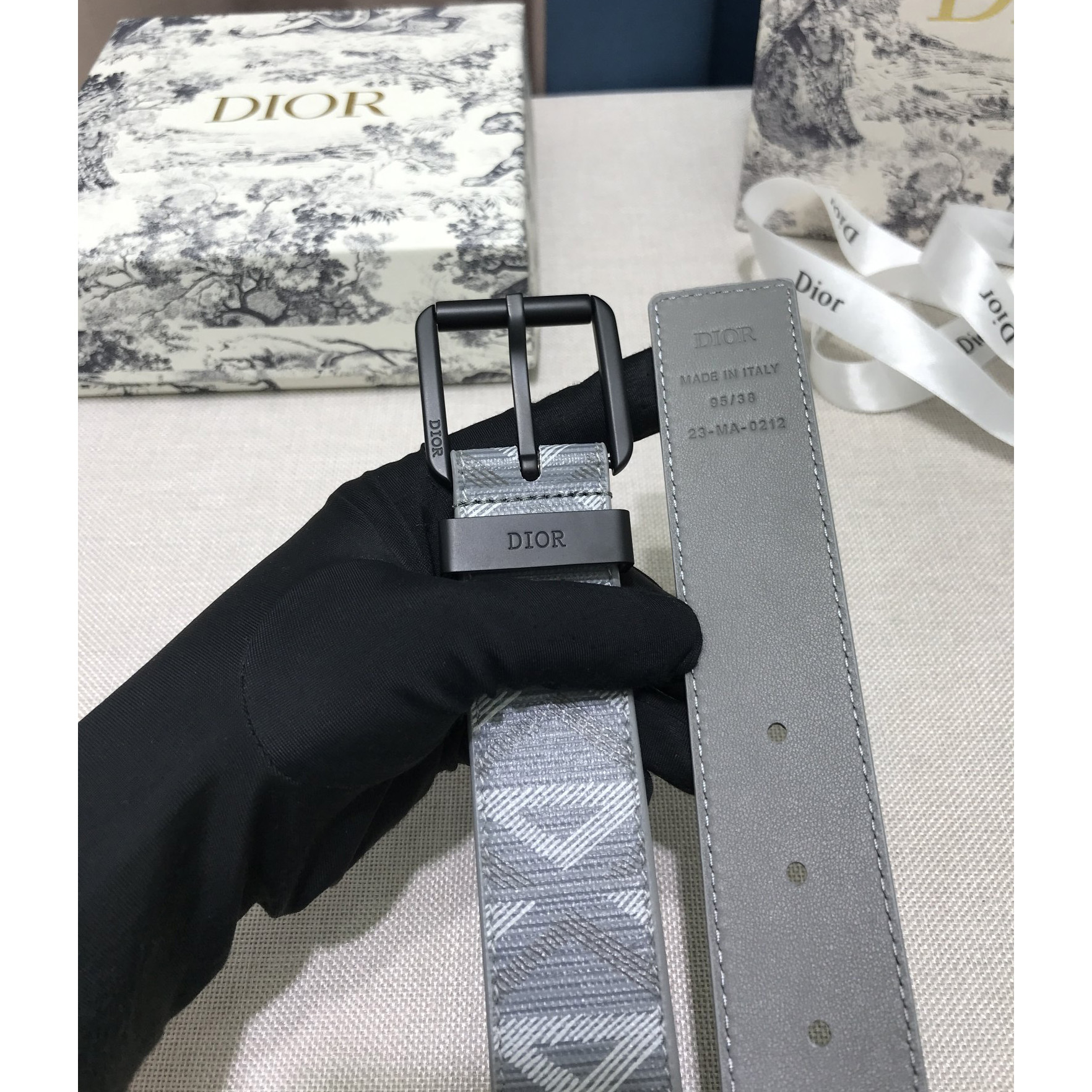 Dior CD Diamond Print  40mm Belt  - DesignerGu