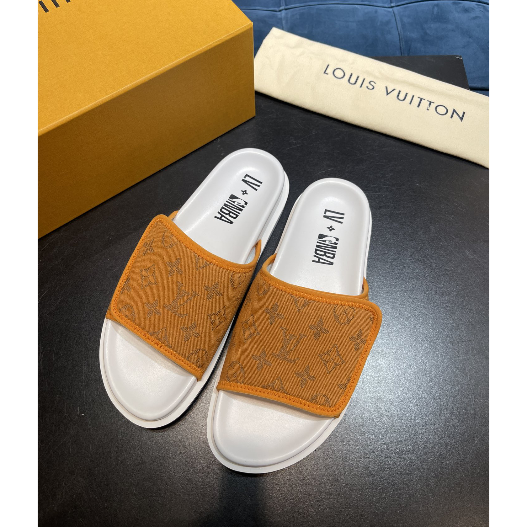 Louis Vuitton x NBA Monogram Slipper - DesignerGu