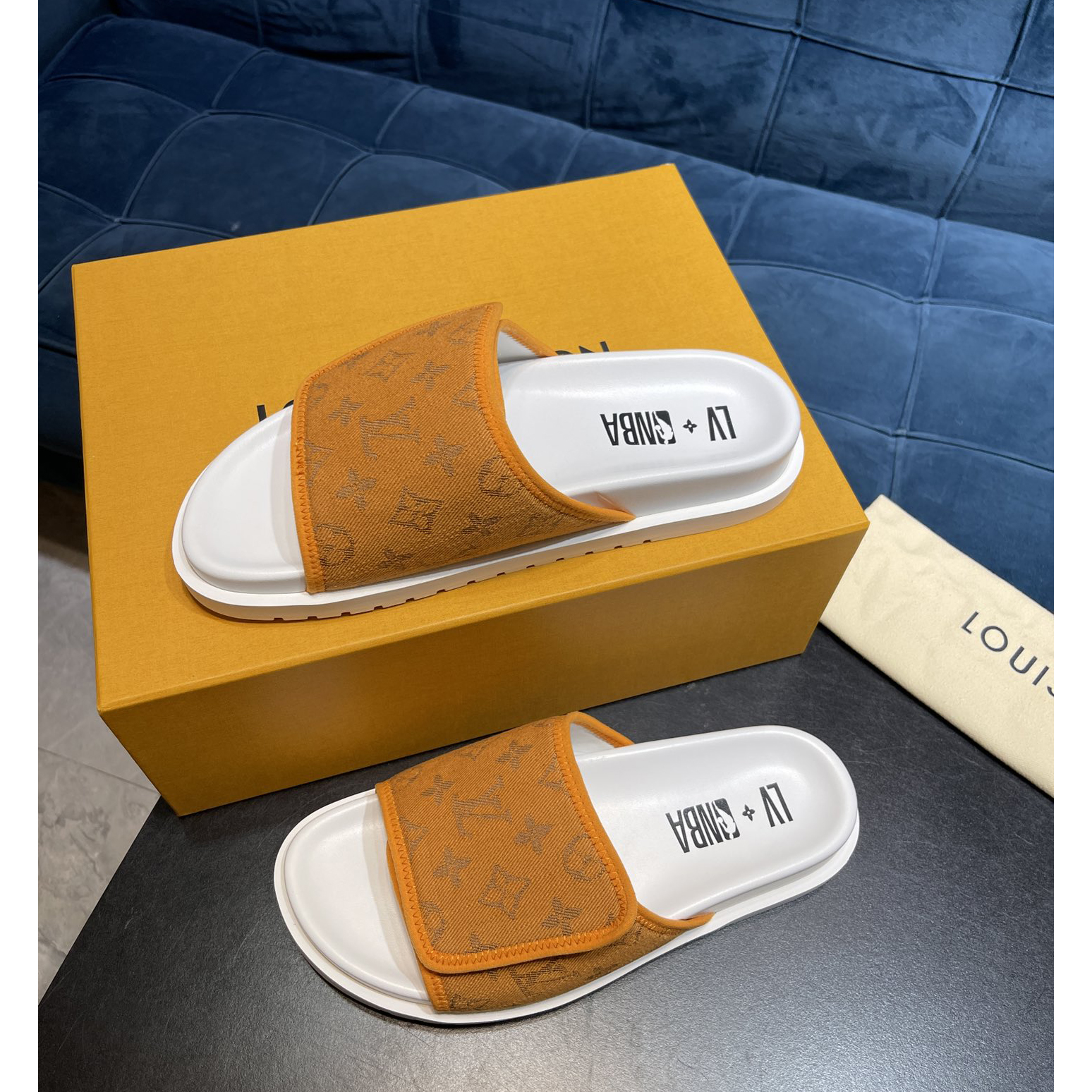 Louis Vuitton x NBA Monogram Slipper - DesignerGu