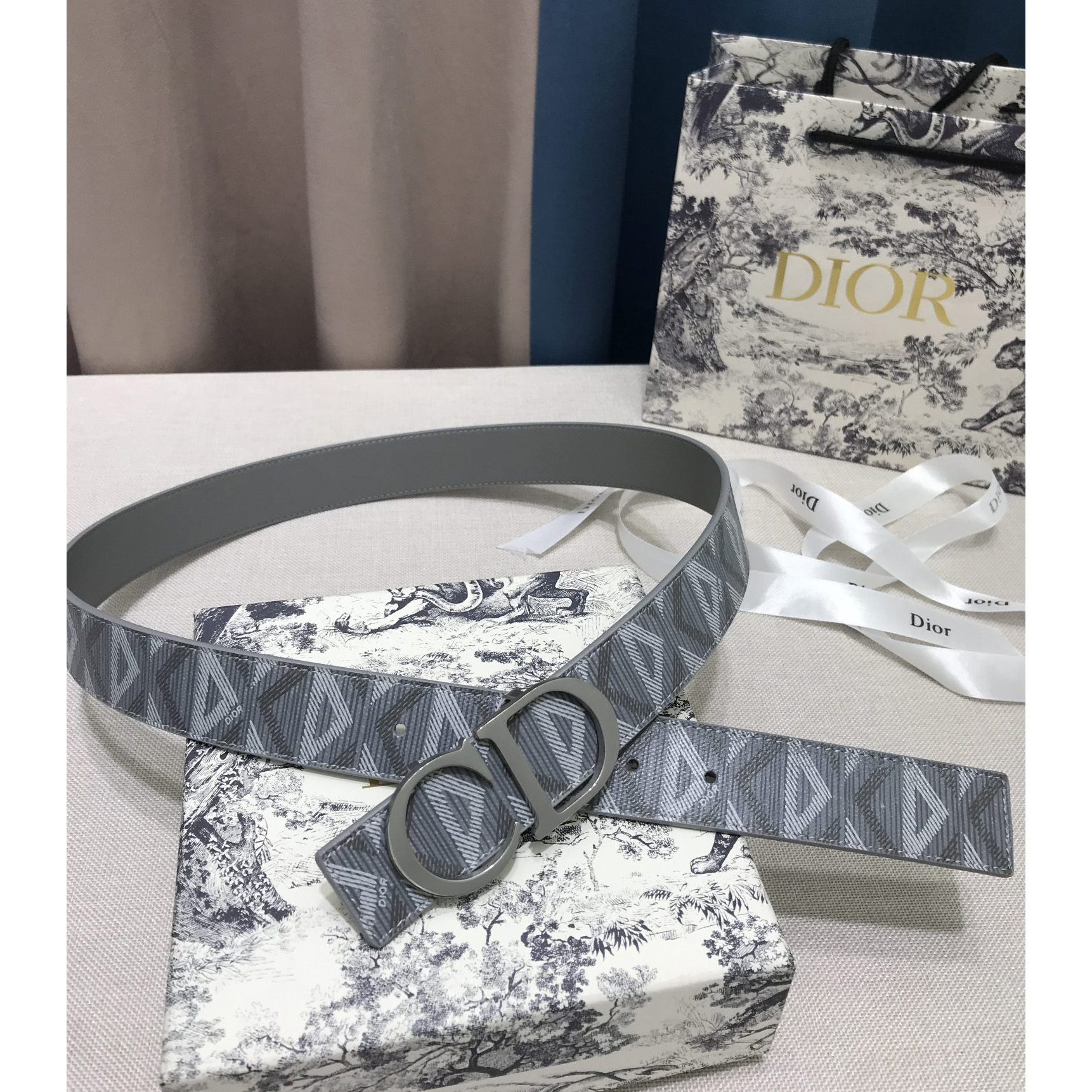 Dior CD Diamond Print  40mm Reversible Belt  - DesignerGu