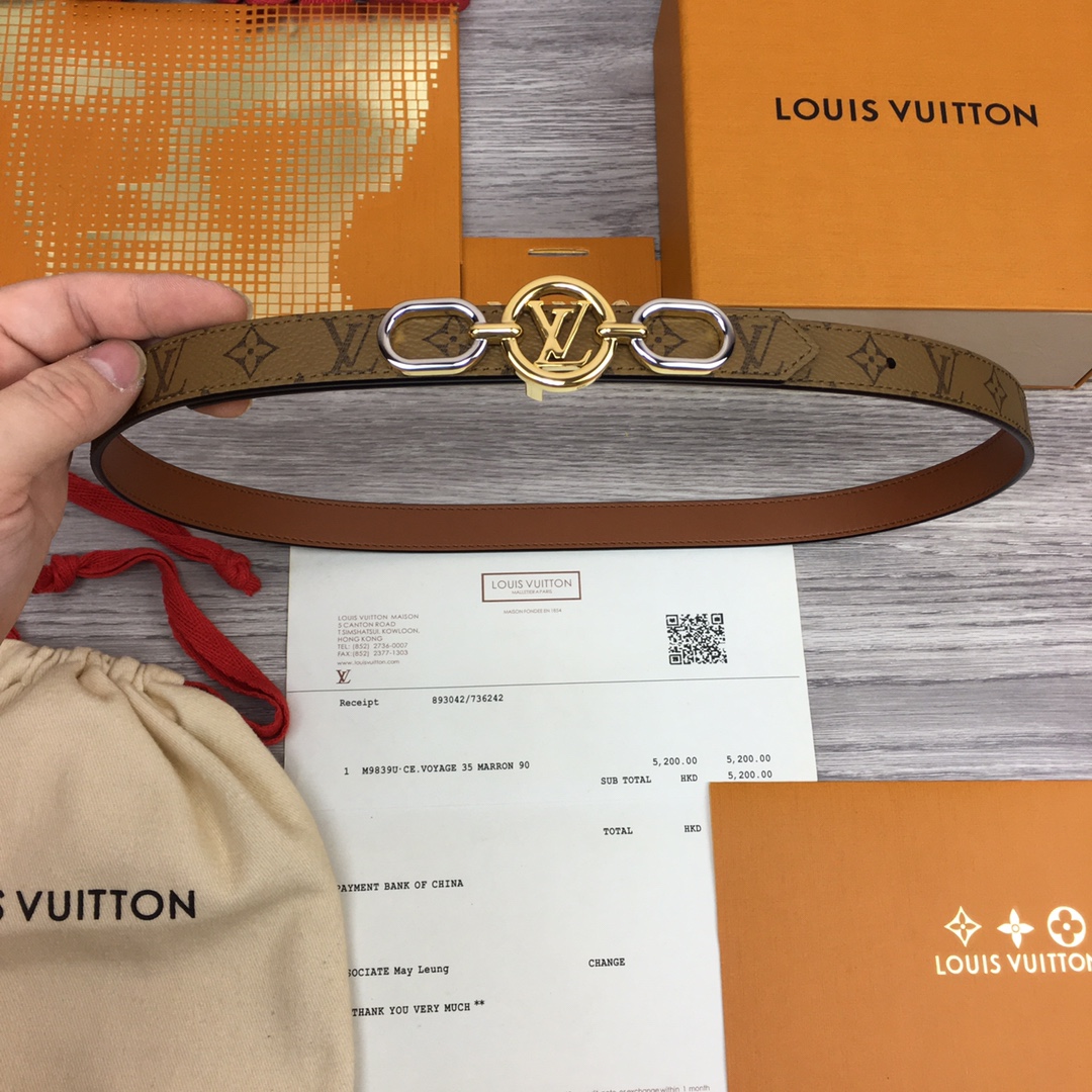 Louis Vuitton Squared LV 20mm Belt - DesignerGu