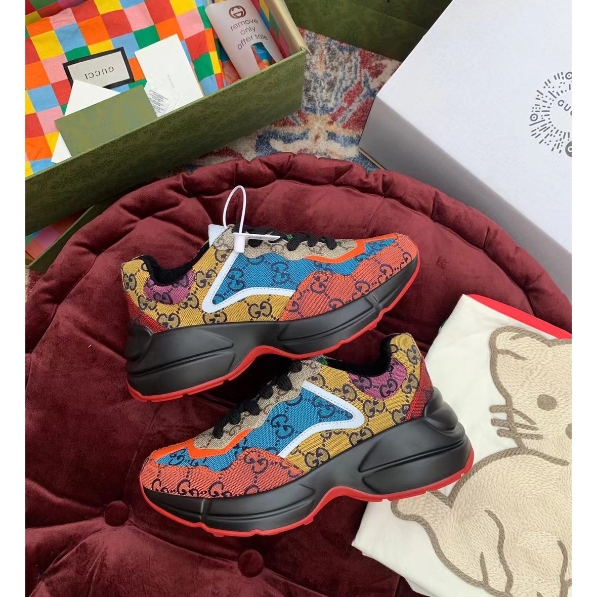 Gucci GG Multicolor Series Rhyton  Sneakers - DesignerGu