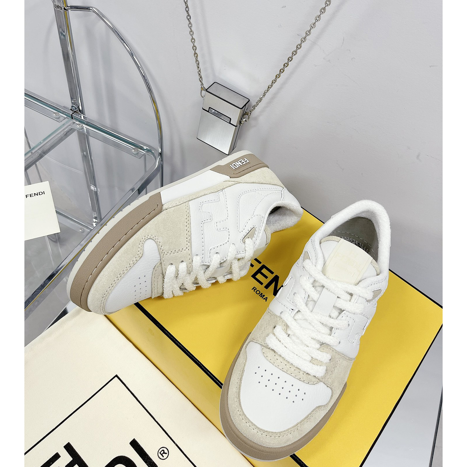 Fendi Match White Suede Low Tops Sneaker(Upon UK size) - DesignerGu