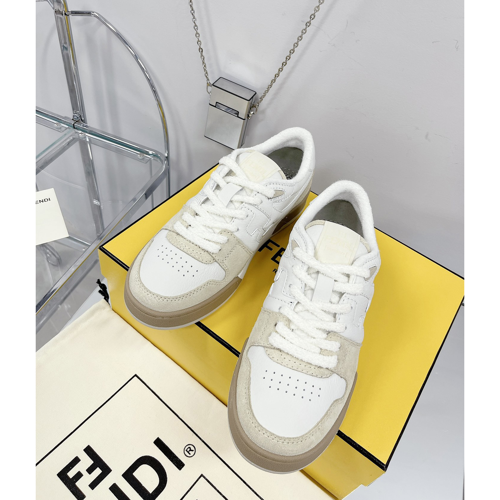 Fendi Match White Suede Low Tops Sneaker(Upon UK size) - DesignerGu