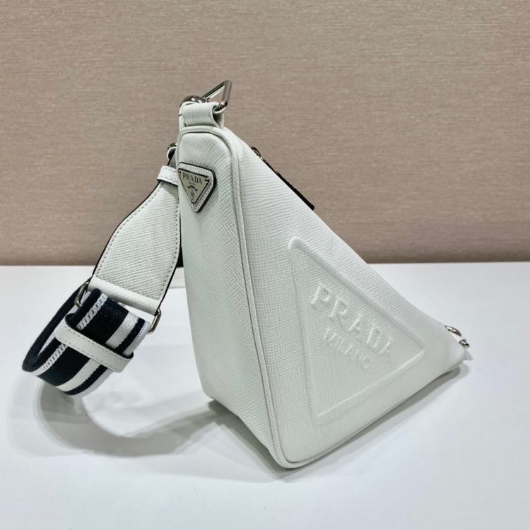 Prada Saffiano Prada Triangle Bag In White(28-18-11cm) - DesignerGu