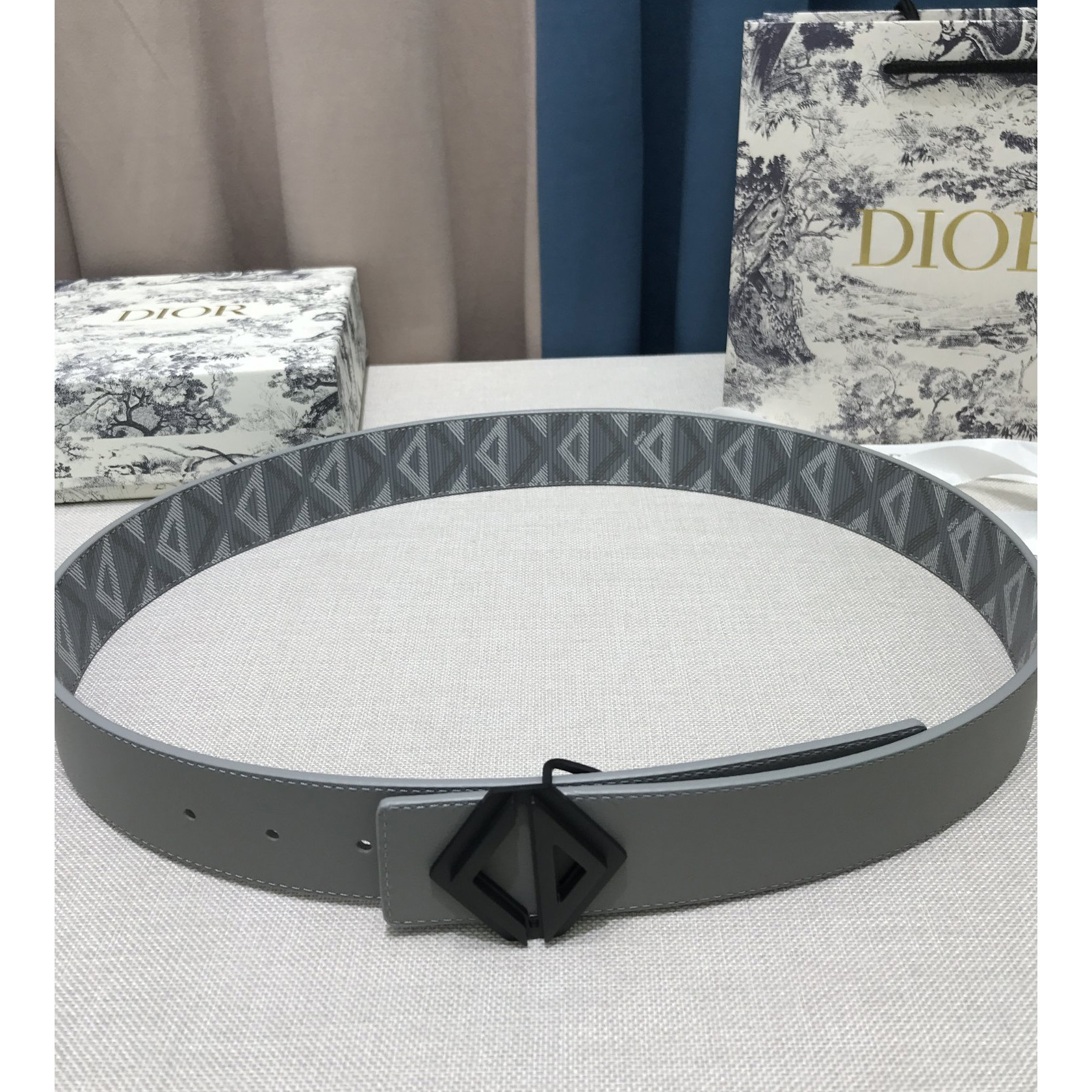 Dior CD Diamond Print  40mm Reversible Belt  - DesignerGu