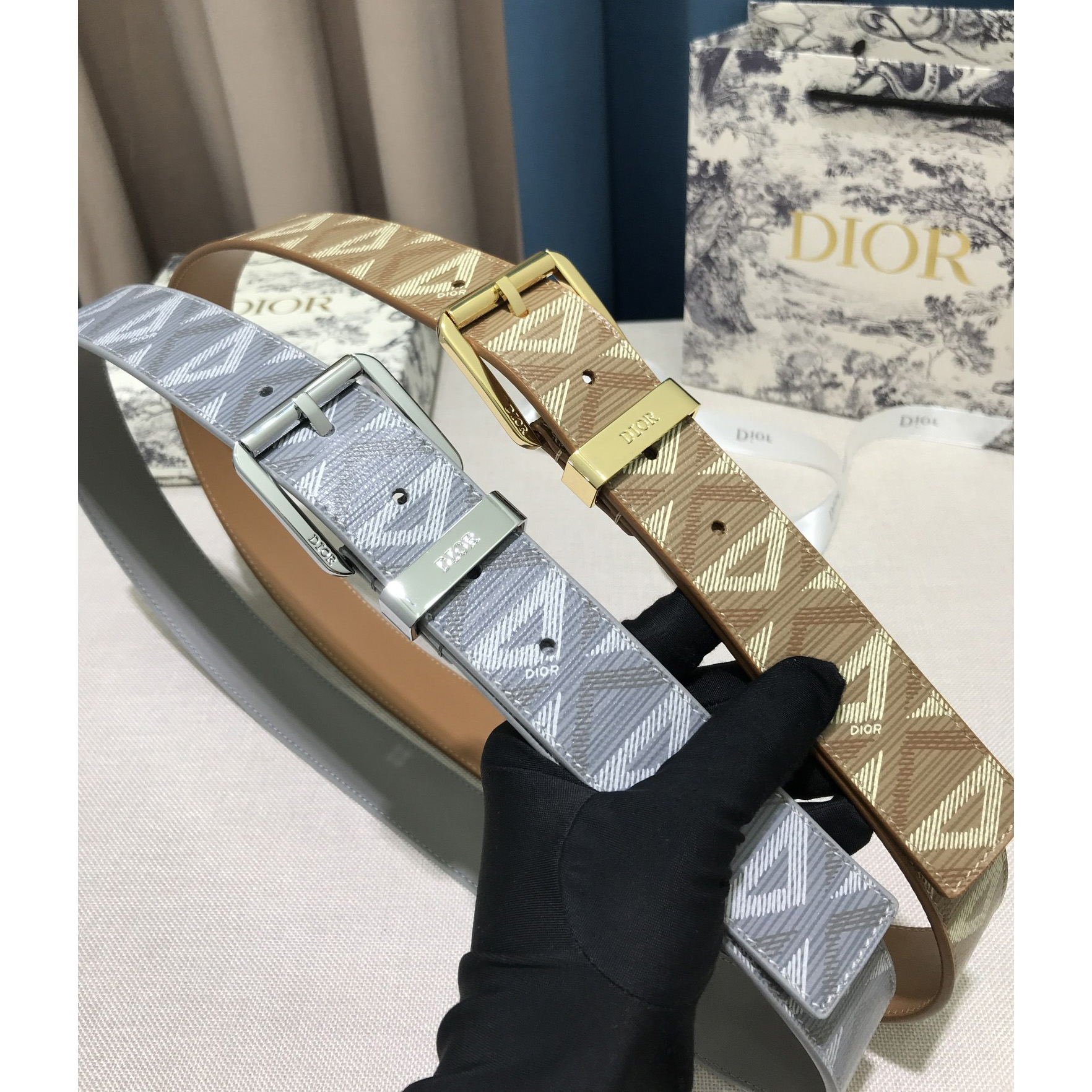 Dior CD Diamond Print  35mm Belt  - DesignerGu