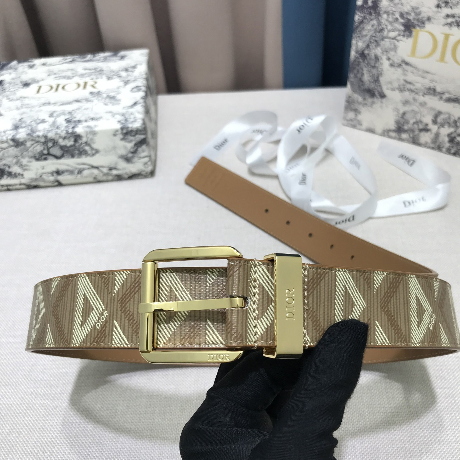 Dior CD Diamond Print  35mm Belt  - DesignerGu