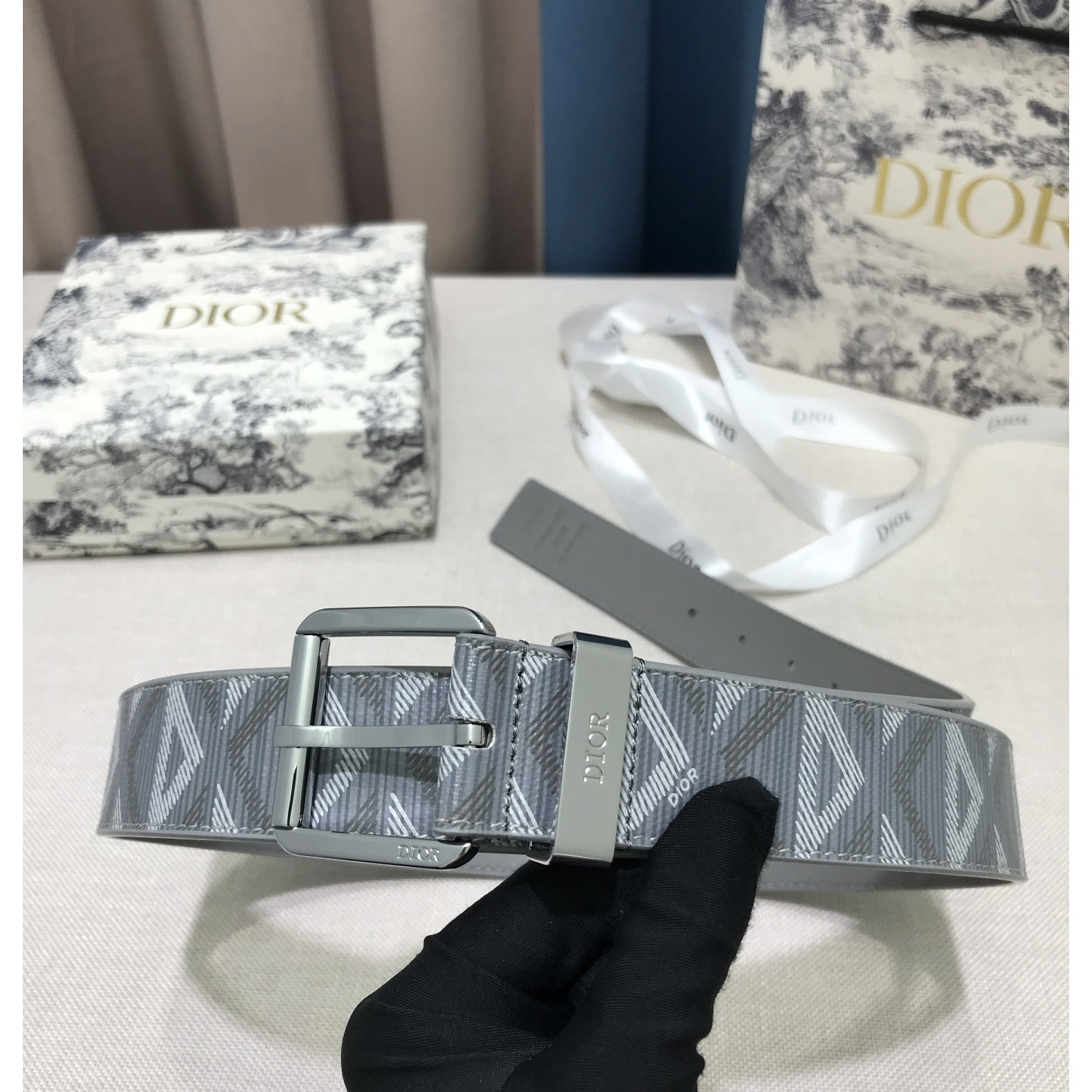 Dior CD Diamond Print  35mm Belt  - DesignerGu