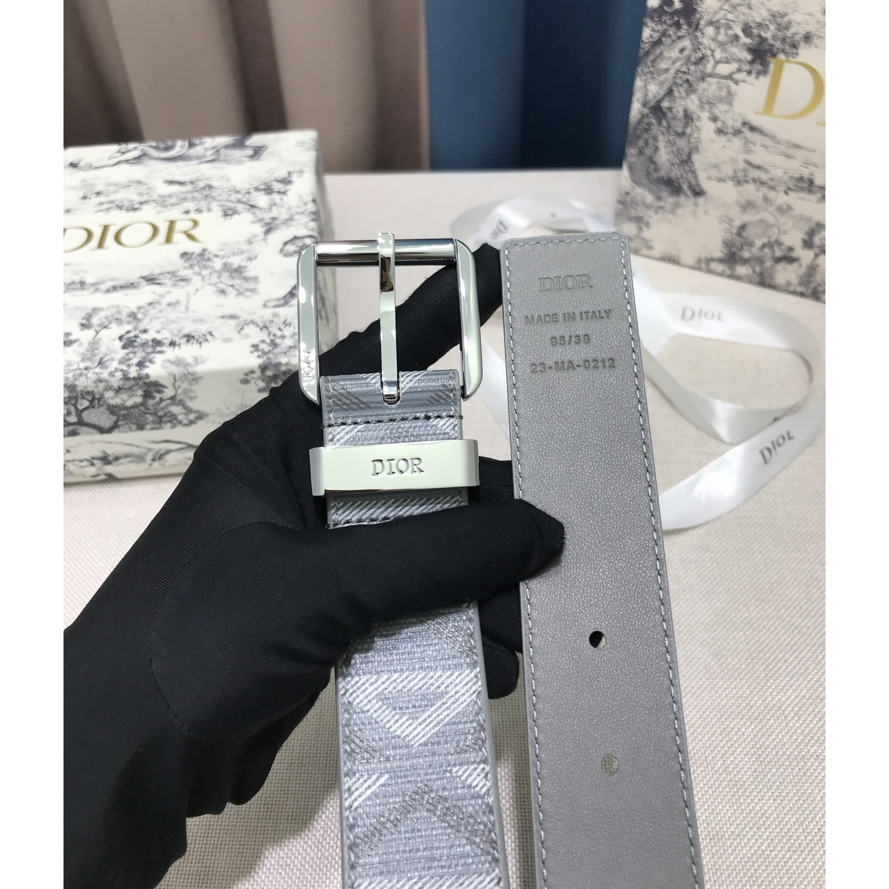 Dior CD Diamond Print  35mm Belt  - DesignerGu