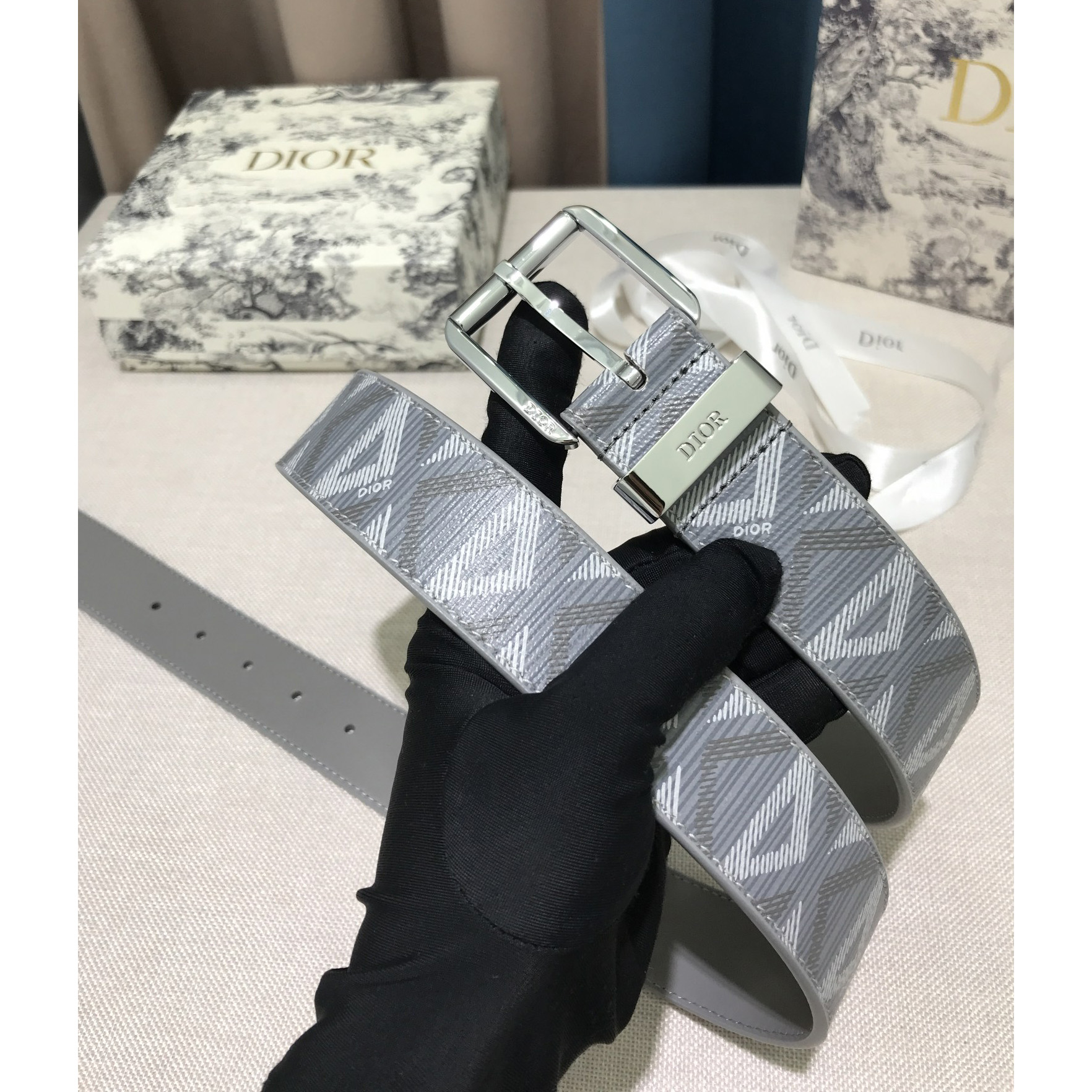 Dior CD Diamond Print  35mm Belt  - DesignerGu