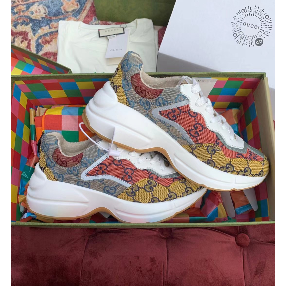 Gucci GG Multicolor Series Rhyton  Sneakers(upon uk size) - DesignerGu