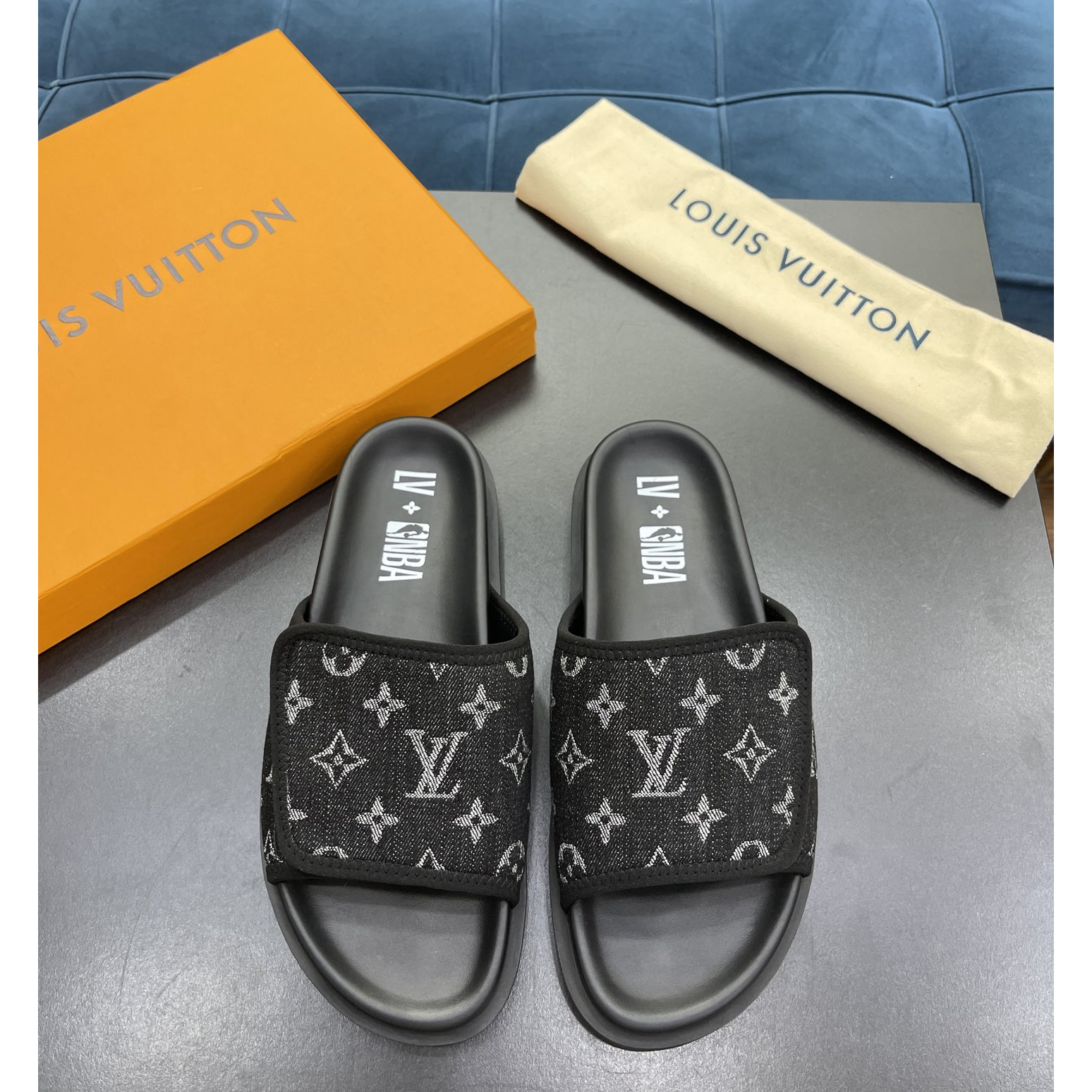 Louis Vuitton x NBA Monogram Slipper - DesignerGu