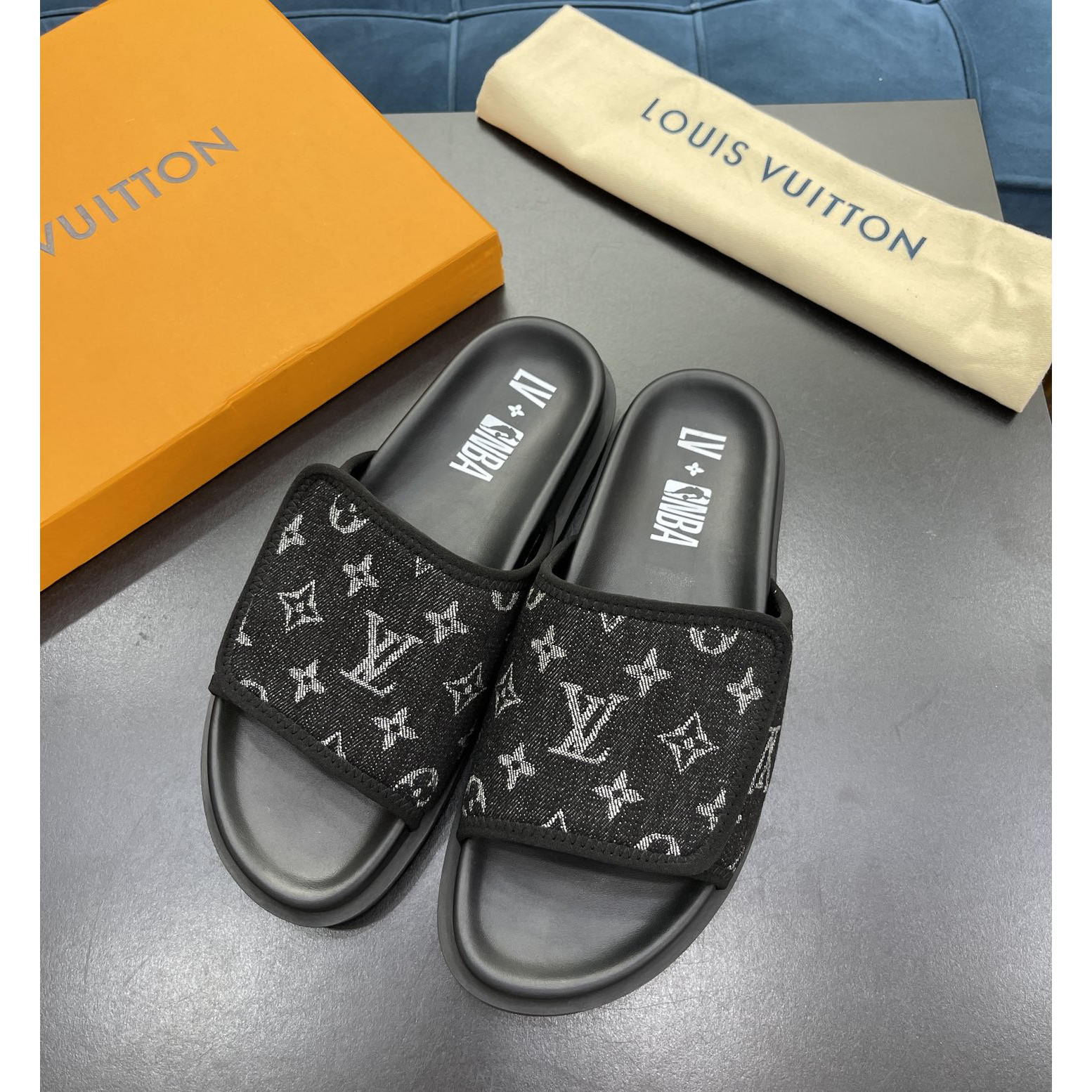 Louis Vuitton x NBA Monogram Slipper - DesignerGu