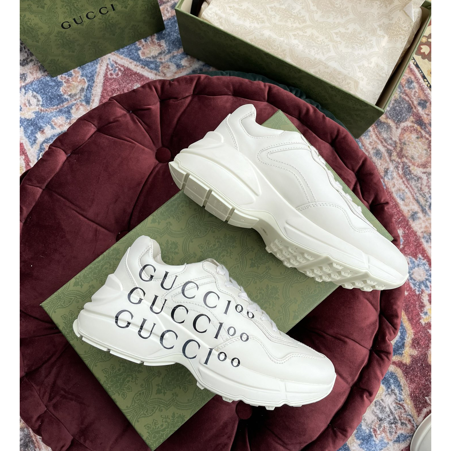 Gucci Men's Rhyton Sneaker In White - DesignerGu