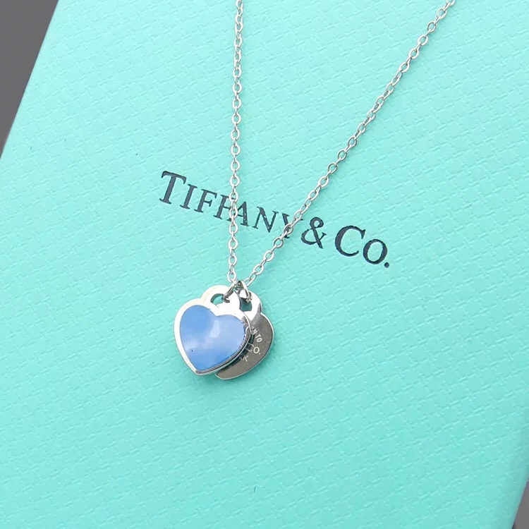 Tiffany&CO Double Heart Tag Pendant  Necklace - DesignerGu