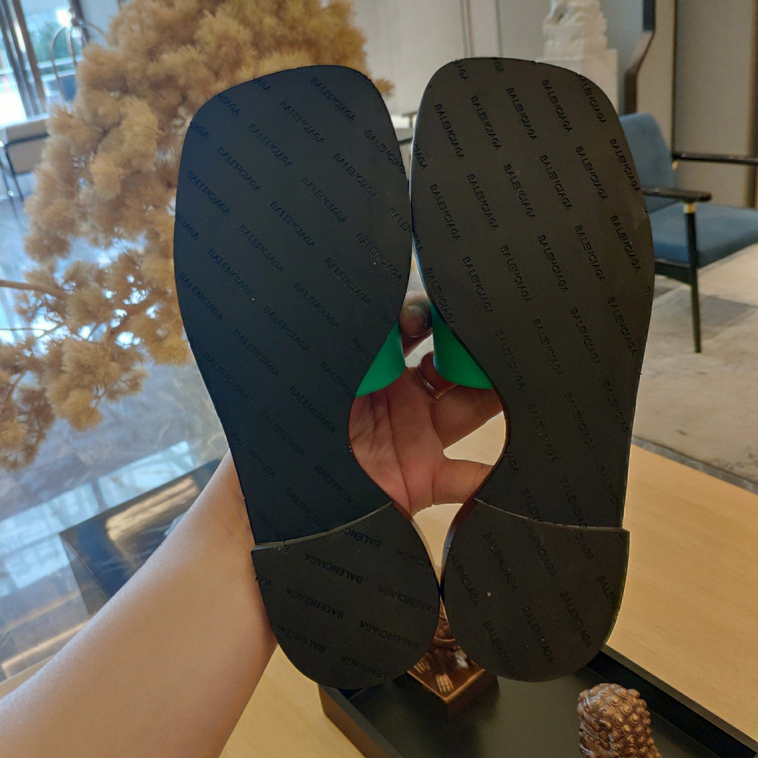 Balenciaga Logo Leather Slide Sandal - DesignerGu