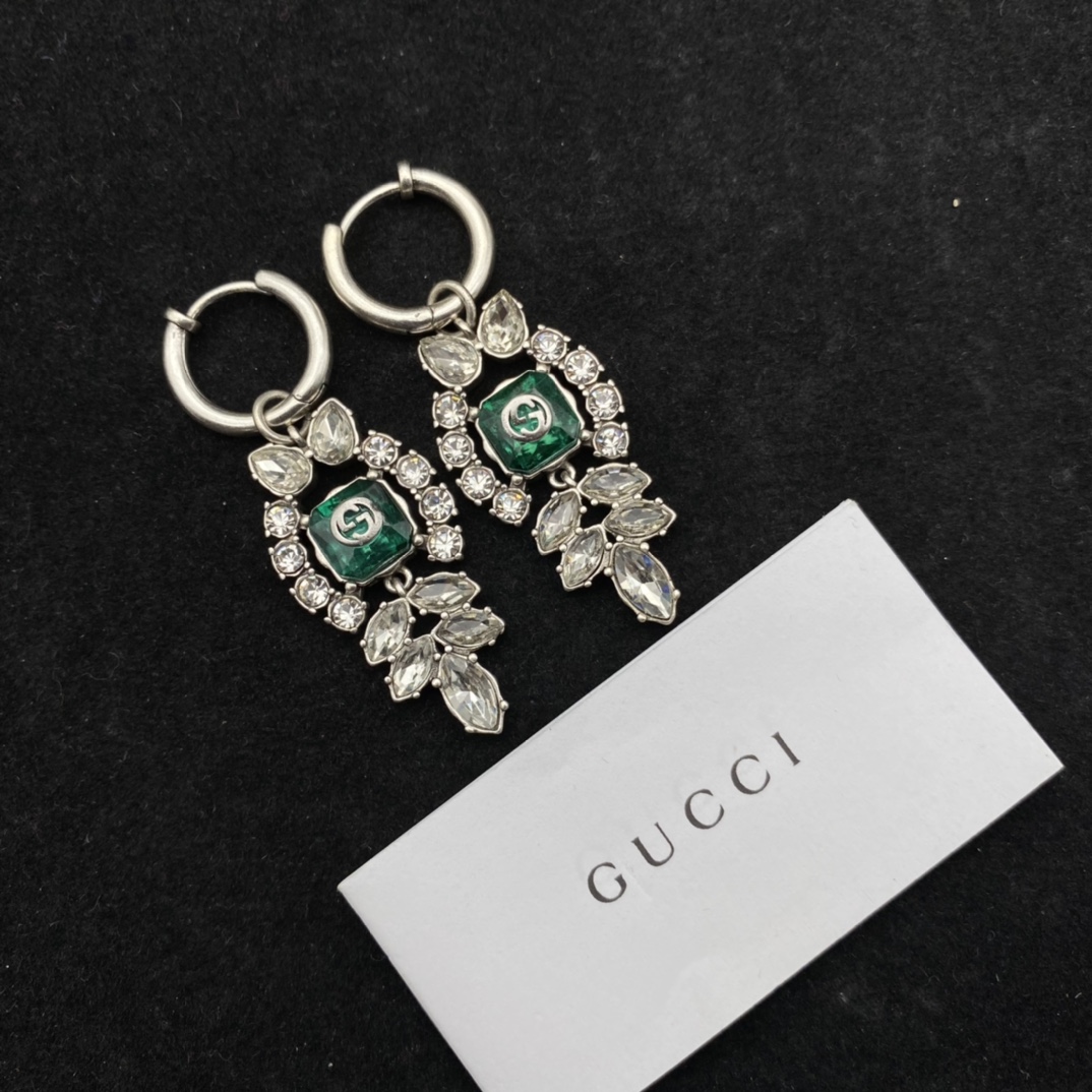 Gucci  Interlocking G Crystal Earrings - DesignerGu