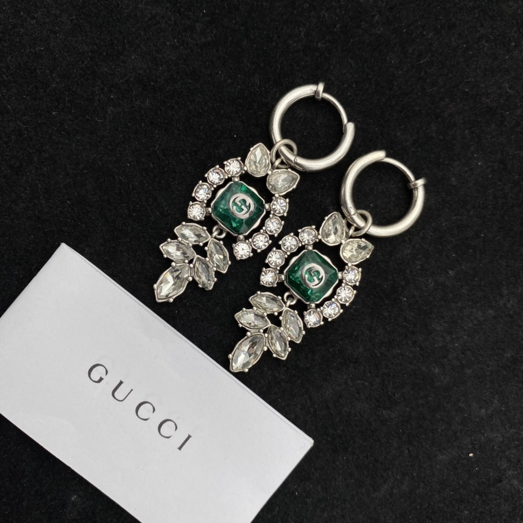 Gucci  Interlocking G Crystal Earrings - DesignerGu